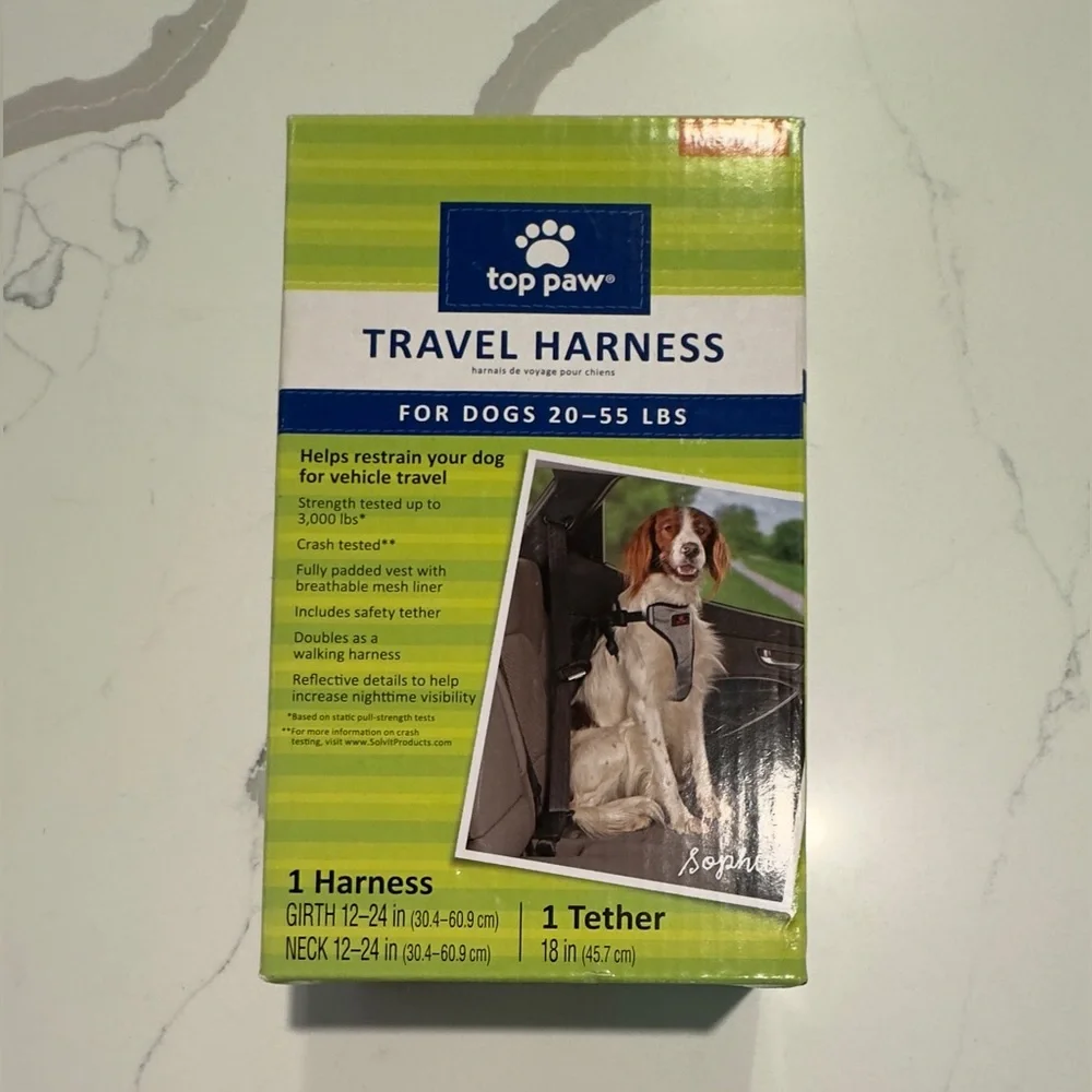 New In Box Crash Tested Travel Harness & Tether for Dogs 20-55 lbs. by Top Paw